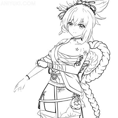 Ourcoloringpage Shenhe Genshin Impact 24